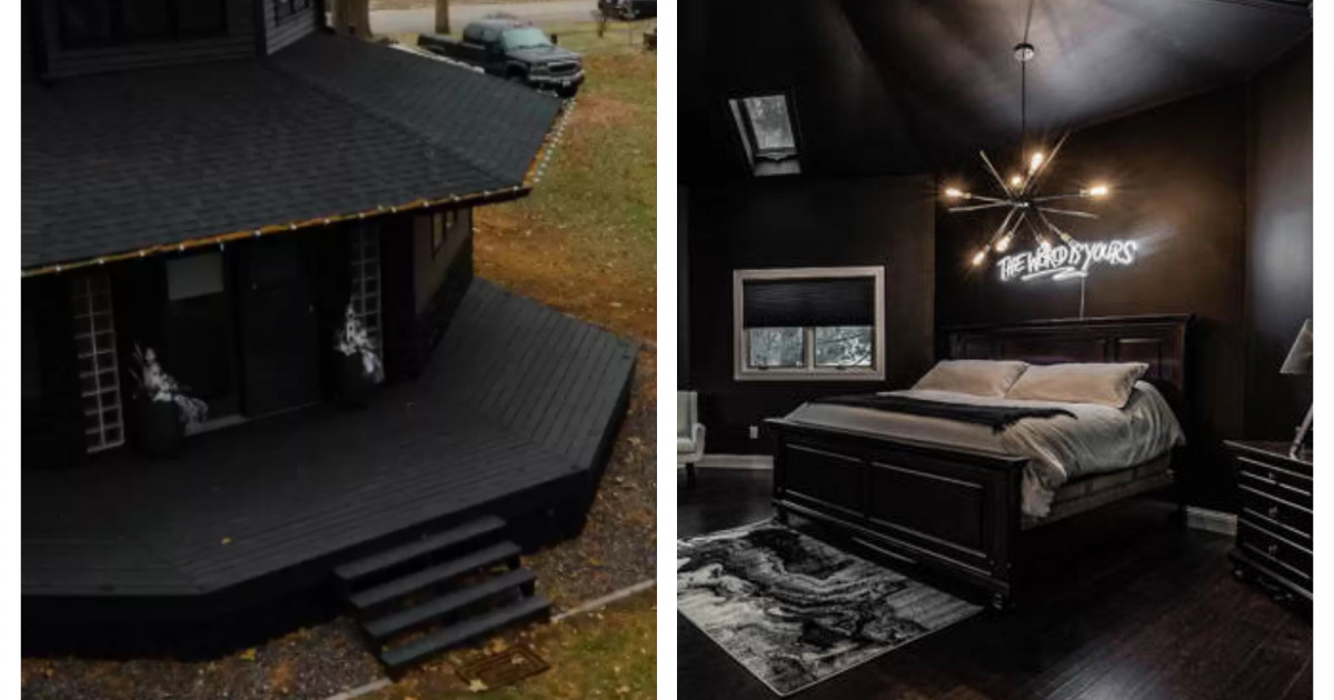 Cum arată casa amenajată complet în negru la interior și exterior și cu cât se vinde. Imaginile cu ea au devenit virale