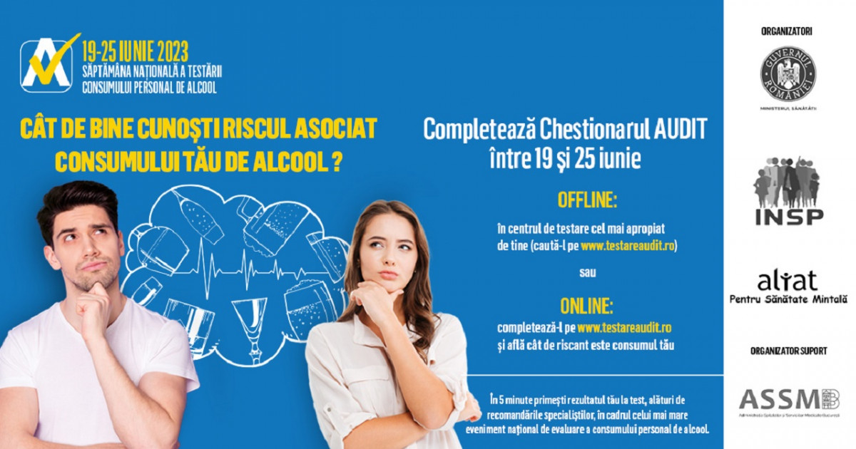 5 motive să nu ratezi Săptămâna AUDIT – Săptămâna Națională de Testare a Consumului Personal de Alcool, 19-25 iunie