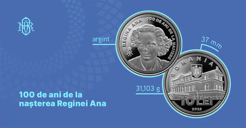 BNR va lansa o monedă din argint cu tema 100 de ani de la naşterea Reginei Ana. Prețul la care poate fi cumpărată